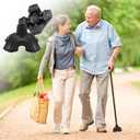 2 x 3/4 Inch Self Standing Rubber Cane Tips, Heavy Duty Non Slip Quad Base Walking Cane Tips, Durable 4 Prong Cane Tip Replacement, Rubber Tips for Canes and Walking Sticks, Cane Accessories for Seniors (Black)