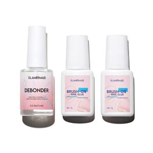 GLAMERMAID 3Pcs/Set Super Strong Nail Glue for Press on Nails with Nail Glue Remover Kit, Nail Glue with Brush for Nails Tip & Nail Glue Remover Glue Off for Acrylic False Nails