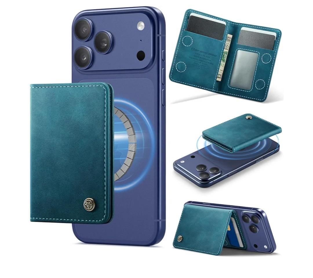 Defencase for Magsafe Wallet Magnetic Card Holder RFID Blocking, PU Leather Minimalist Phone Wallet for MagSafe Phones and Cases for iPhone 17/16/ 15/14/ 13/12/ Pro/Max/Plus/Air, Retro Green