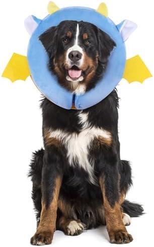 IEUUMLER Inflatable Recovery Dog Collar, Protective Donut Cone, Adjustable Soft Collar for Dog and Cat After Surgery Prevent from Biting & Scratching EU002 - Vampire L