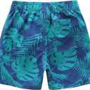 HowJoJo Boys Short Sleeve Rash Guard Shirts Swim Shirt UPF 50+ (11-12 Years, Leaf 05)