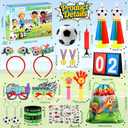 Soccer Party Favors Pack, 30PCS Soccer Game Day Decorations, Kids Soccer Cheer Set with Mini Soccer Balls Horns Scoreboard Medals Headbands, Soccer Birthday Party Supplies Gifts for Boys Girls