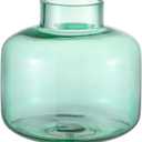 Green Glass Vase, Short Flower Vase, Round Glass Vases for Flowers, 6 Inch Small Glass Vases for Living Room, Dining Table, Wedding, Bookshelf, Office, Coffee Table