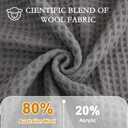 YOUR MOON Waffle Weave Wool Blanket Queen Size, Natural Australian Wool Blanket for Bed & Couch, Soft and Warm, Breathable Thick Throw Blankets for All Seasons, 90"x90", Gray