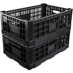 Collapsible Storage Bin Containe52 Liter Transferheavy duty Black plastic storage box,milk crates heavy duty Transit storage (2)