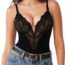 Popilush Shapewear Bodysuits for Women Lace Corset Tops Tummy Control V Neck Sleeveless Body Suit Thongs, 4XL