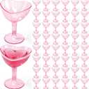 Zopeal 50 Pcs Valentines Day Heart Shaped Martini Glasses 5 oz Plastic Martini Glasses with Detachable Stem Disposable Cups for Galentines Anniversary Wedding Party (Pink)