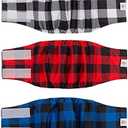 CuteBone Dog Diapers Male Washable Belly Band for Male Dogs Wraps Pack of 3 DM27M, L (17"-21"), Classic Plaid