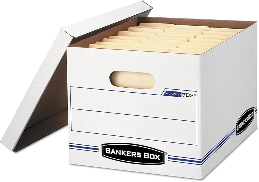 Bankers Box 12-Pack Basic Duty File Storage Boxes with Lids, Letter/Legal, STOR/FILE, (00703)
