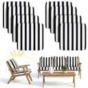 Mindsoft 8 Pcs Patio Cushion Covers Outdoor Cushion Covers Replacement High UV Resistant Anti Slip Waterproof Patio Chair Seat Slipcovers for Outdoor Furniture(Black and White Stripes, 24" X 24" X 4")