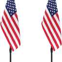 Indoor FlagPoleBlack Ball Telescoping Flag Pole for 6FT-8 FT Height,with Thickened Embroidery Star American Flag, 360 Degree Rotation Will Not Entangle The Flagpole Flag Pole Stand 2-Pack