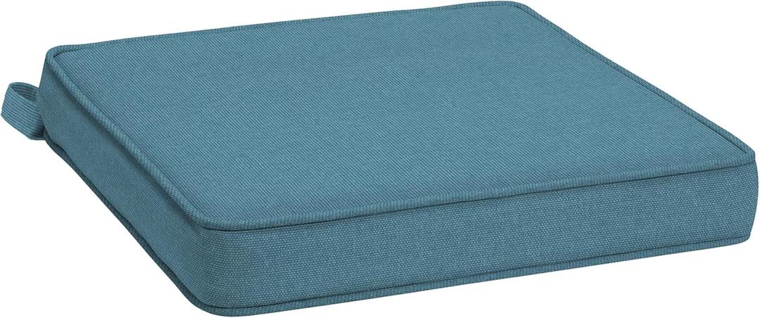 Arden Foam Outdoor Double Welted Dining Seat Cushion, 19 x 19, Made with ProFoam, Rain-Proof, Fade Resistant, Denim Blue Woven Solid