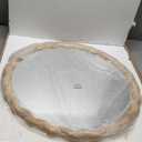 Irregular Wall Mirror,Wood Round Farmhouse Mirror Unique Vanity Mirror,28" Nature Wooden Modern Bathroom Mirror for Washroom Living Room Bedroom (Light Brown)