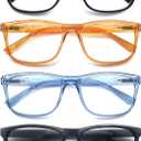 Reading Glasses for Men +1.25 Large Oversized Square Men's Readers 4 Pack Lightweight Wide Cheaters Glasses w/Spring Hinges