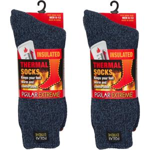 Polar Extreme Thermal Hiking Socks Cushioned, Insulated, Warm para Boots, Men & Women, One Size Fits Most 6-12, 2-Pack