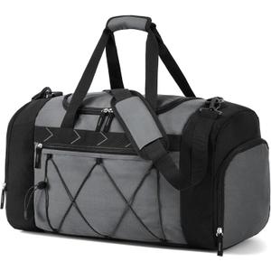 Vorspack Gym Bag for Men - 21 Inches Duffle Bag for Travel Water-resistant Travel Bag with Shoe Compartment Wet Pocket Duffel Bag for Gym Sports Travel Weekender Overnight - Grey