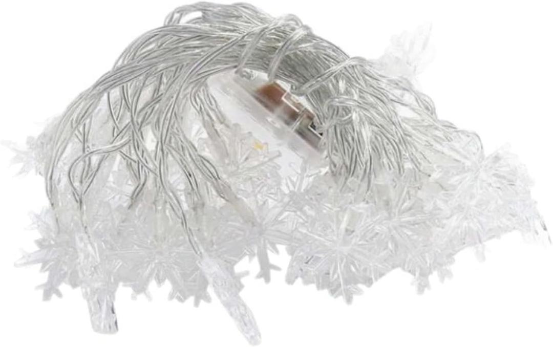 LED Christmas Snow Fairy Light String (7-meter 50 light [8-function solar version], Free Labeling  Snowflake White Light)