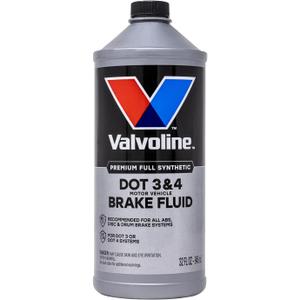 Valvoline DOT 3 & 4 Synthetic Brake Fluid with High Boiling Point, Corrosion Protection, Vapor Lock Resistance, Compatible with ABS, Disc and Drum Brake Systems, 32oz