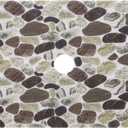 Hombys Non Slip Shower Mat 27x27 in, Shower Floor Mats with Drain Hole, Secure PVC Loofah Mat, Boho Coffee Pebble