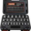 25Pcs Screw Extractor Set, Hex Head Multi-Spline Easy Out Bolt Extractor Set for Rounded Bolts, Screws, Studs, Chrome Molybdenum Alloy Steel Bolt Remover