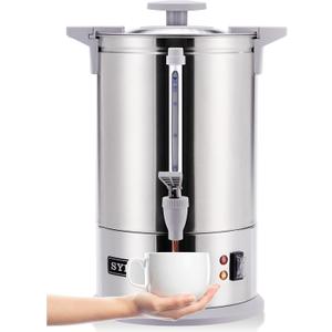 SYBO SR-CP-100B Commercial Grade Stainless Steel Percolate Coffee Maker Hot Water Urn for Catering, 100-Cup 16 L, Grey