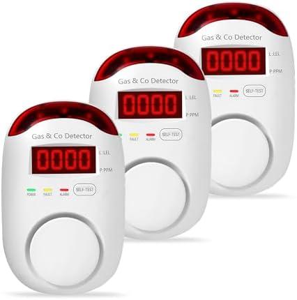 2 Packs Combination Gas & Carbon Monoxide Detectors, Plug in Natural Gas Detector & Carbon Monoxide Alarm, CO Detector Alarm & Propane, Methane, Explosive Gas Detector for Home,RV,Easy to Install