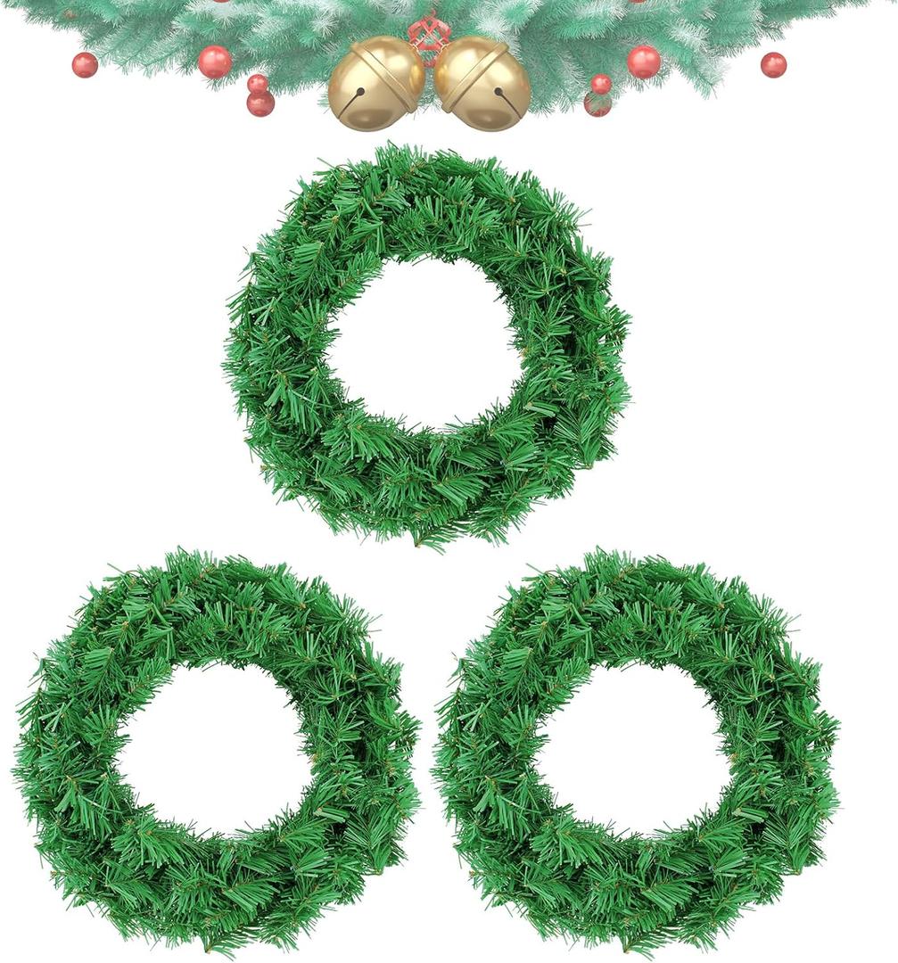Artificial Christmas Wreath, Green Christmas Wreath16 Inch Canadian Pine Artificial Christmas Wreath Gifts for Christmas Party Decor, Front Door Wreath, Unlit, Pack of 4 (3, Green 16inch)