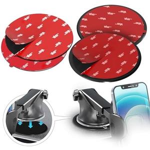 Dashboard Adhesive Mounting Disk Set for Suction Cup Car Mounts – 3.15" (80mm) Flat Surface Pad for Phone Holder & GPS – Strong Hold on Curved Dashboards – Includes 2 Disks & 2 Replacement Pads