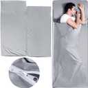 Sleeping Bag Liners with 2 Way Zipper, Adult Sleep Sack Travel Sheets for Hotel/Hostels/Business Trips, Lightweight Single Camping Sheet Sleep Bag Liner Warm & Cold Weather, Gray