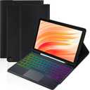 Trackpad Keyboard Case for Amazon Fire HD 10/10 Plus 10.1 inch 2021/2023(11/13th Generation),7-Color Backlight Rechargeable Keyboard with Kids Multi-Angle Cover for Tablet (Black)