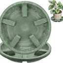 M METERXITY 2-Pack Plant Saucers, 8 Inch OD Anti-Rot Root Resin Flower Pot Plant Saucers for Indoor/Outdoor, Flowerpot Drip Tray [6.3 Inch ID, Green]