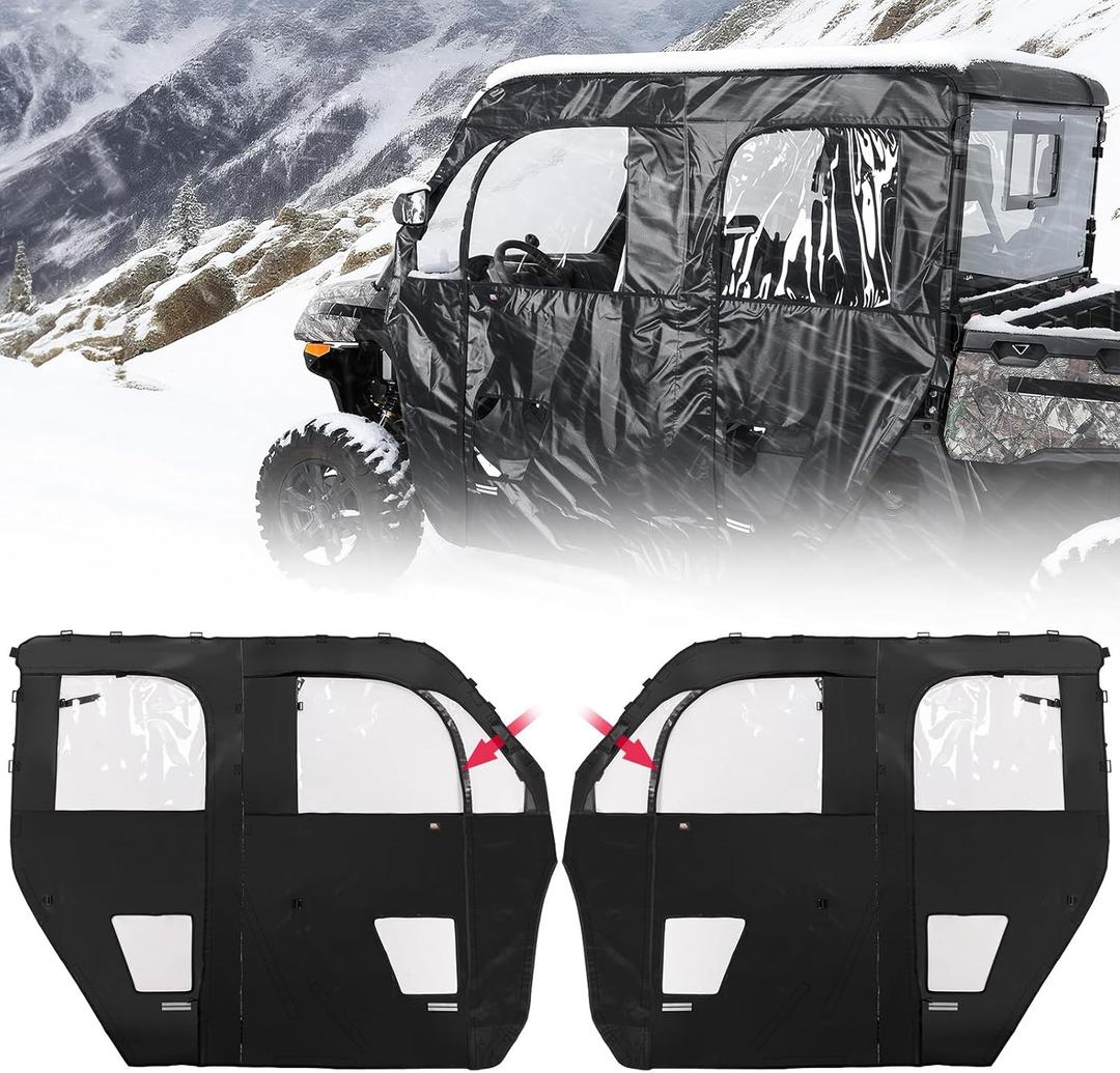 Zipper Soft Doors Water-Resistant Compatible with CFMOTO Uforce 1000 XL 2022-2026, UTV PVC Cab Enclosures Fit with Side Mirrors and Windshields (Black)