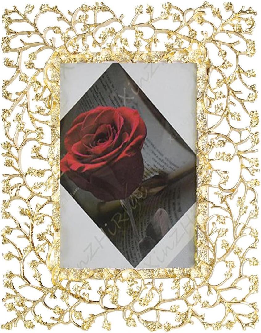 4 x 6 gold frame picture frame, standing display, table top and wall display, perfect for home decor, memorial weddings and graduations, art, 1 piece set (gold, 4 x 6 inches)