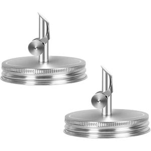 Spout Pouring Lids for Regular Mouth Stainless Steel Mason Jar.Auto-locking and Free Flow. Suitable for Oils,Moonshine,Vodka and All Liquids(NO JAR) (2pack 2.75 Inch Regular Mouth)