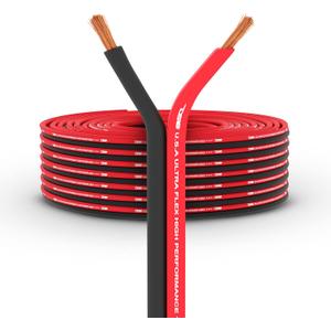 DS18 SW-12GA-100RB 12-GA Ultra Flex Speaker Wire Red and Black 100FT - Speaker Cable for Audio Applications
