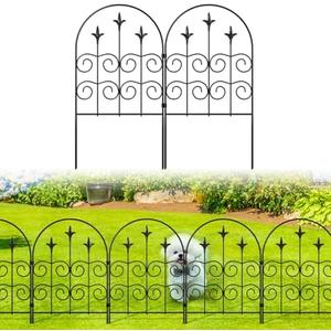 BEMTTALY Decorative Garden Fence Border 10 Pack 22inx10ft, Rustproof Black Metal Garden Fencing Animal Barrier for Dogs