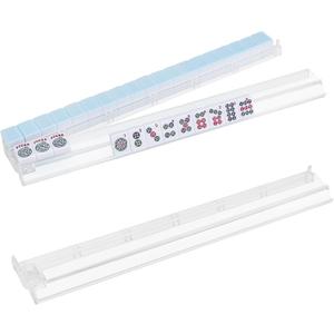TIASUSAN 4PCS Clear Mahjong Racks with Pushers for 166 American Mahjong Tiles, Mahjong All-in-one Tile Rack with Pusher Combo, 17.8 x 3.1 x 1.2 inches