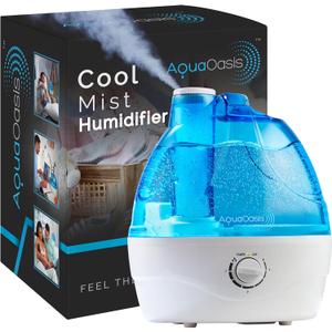 AquaOasis Cool Mist Humidifier (2.2L Water Tank) Quiet Ultrasonic Humidifiers for Bedroom & Large room - Adjustable -360 Rotation Nozzle, Auto-Shut Off, Humidifiers for Babies Nursery & Whole House (White)
