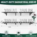 4 Pack 2x3ft Garage Wall Shelves, 24x72 inch Heavy Duty Garage Shelving Wall Mounted Garage Storage Rack, 1400lbs Load Capacity Floating Metal Shelf, Black