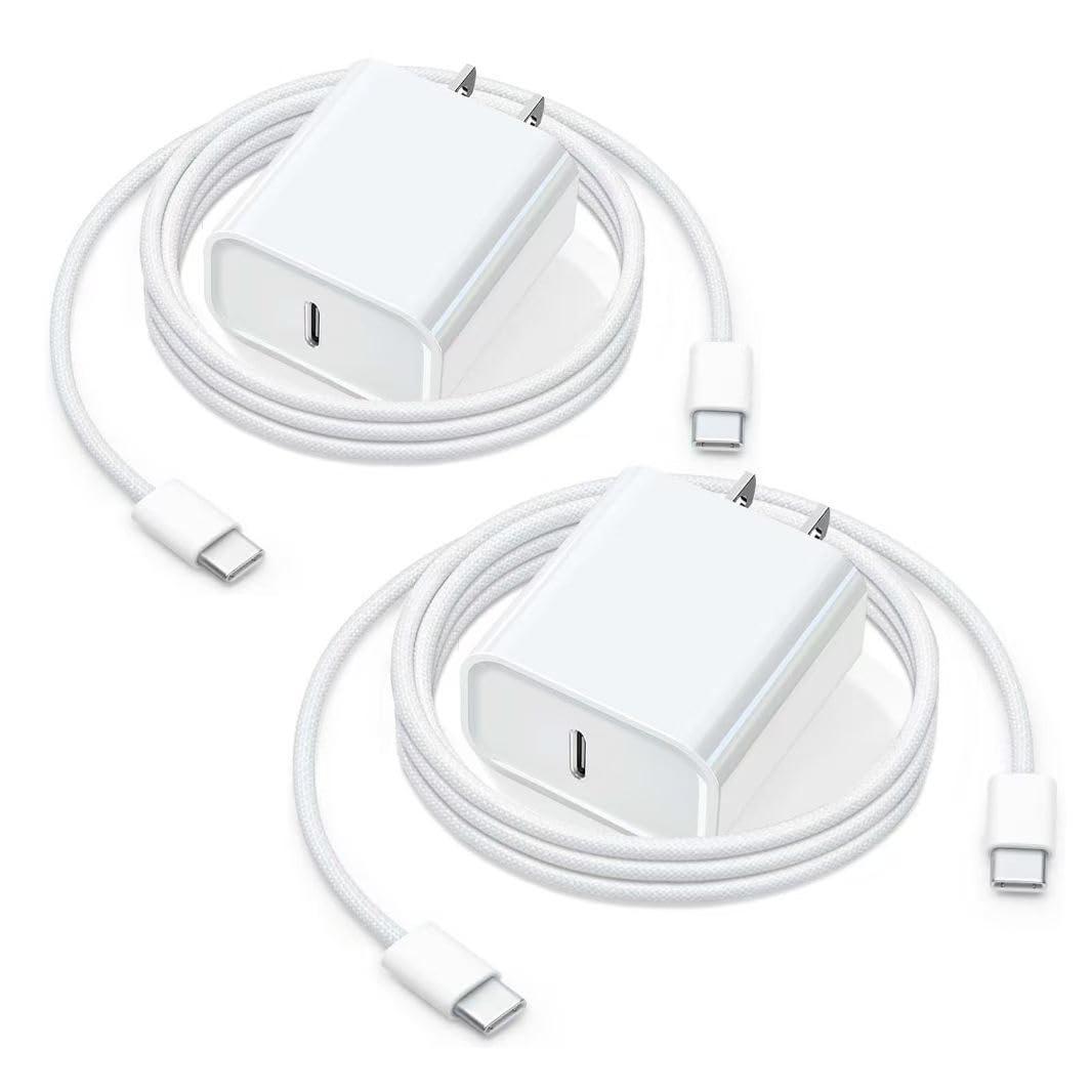 2Pack 6FT 20W Fast Charger for Samsung Galaxy Tab S10+ Plus S10, S9, S8, S7, FE S6, S5e, Tab A7, A9+ Plus, A9 A8, A10.1 Tablet Galaxy A14 A15 A16 5G A36 A42 A03S, Airpods 4th, iPhone 16E 16 15 Cable (White)