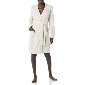Amazon Essentials Women's Lightweight Waffle Mid-Length Robe, Beige, X-Small