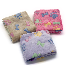 3 Puppy Blankets Super Soft Warm Sleep Mat Bone Print Cute Blanket Fluffy Premium Fleece Pet Blanket Flannel Throw Dog Blankets for Small Dogs Puppy Cat