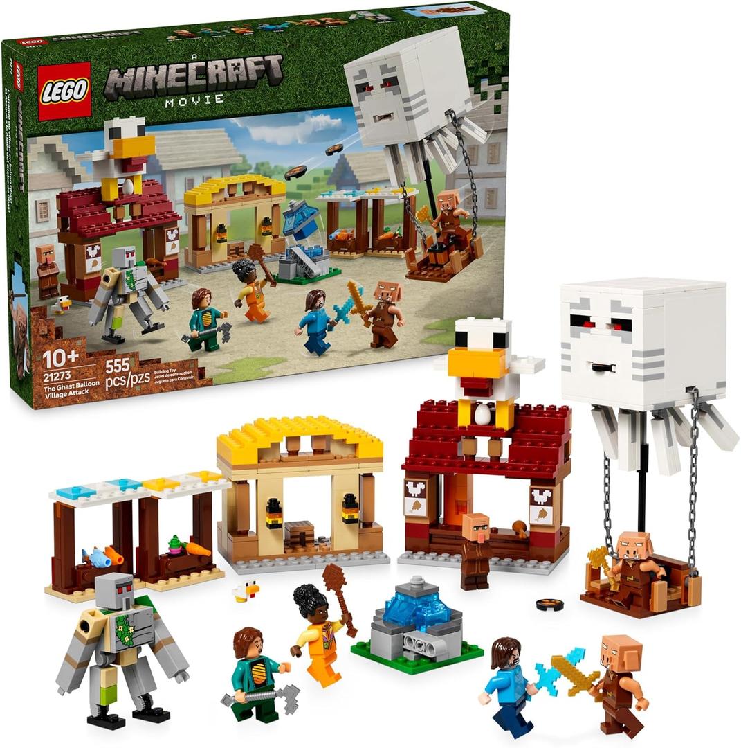 LEGO Minecraft The Ghast Balloon Village Attack- Toy Building Set for Kids, Girls and Boys Ages 10+ - Includes Steve, Natalie, and Dawn Mini figures - Birthday Gift Idea - 21273