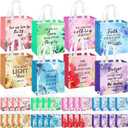 HunnmingRe 32 Pcs Christian Gift Bags with Handles Bible Verse Gift Bags Bulk Non Woven Reusable Flower Religious Baptism Totes for Women Wedding Birthday First Communion Present Wrapping