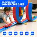 20ft Flexible Race Track for Kids with 4 Pull-Back Cars & Portable Storage Bag,4pcs Strong Suction Cups,5pcs Track Stabilizers,for 1/64 Cars,Roll Up Slot Car Race Track with Loops