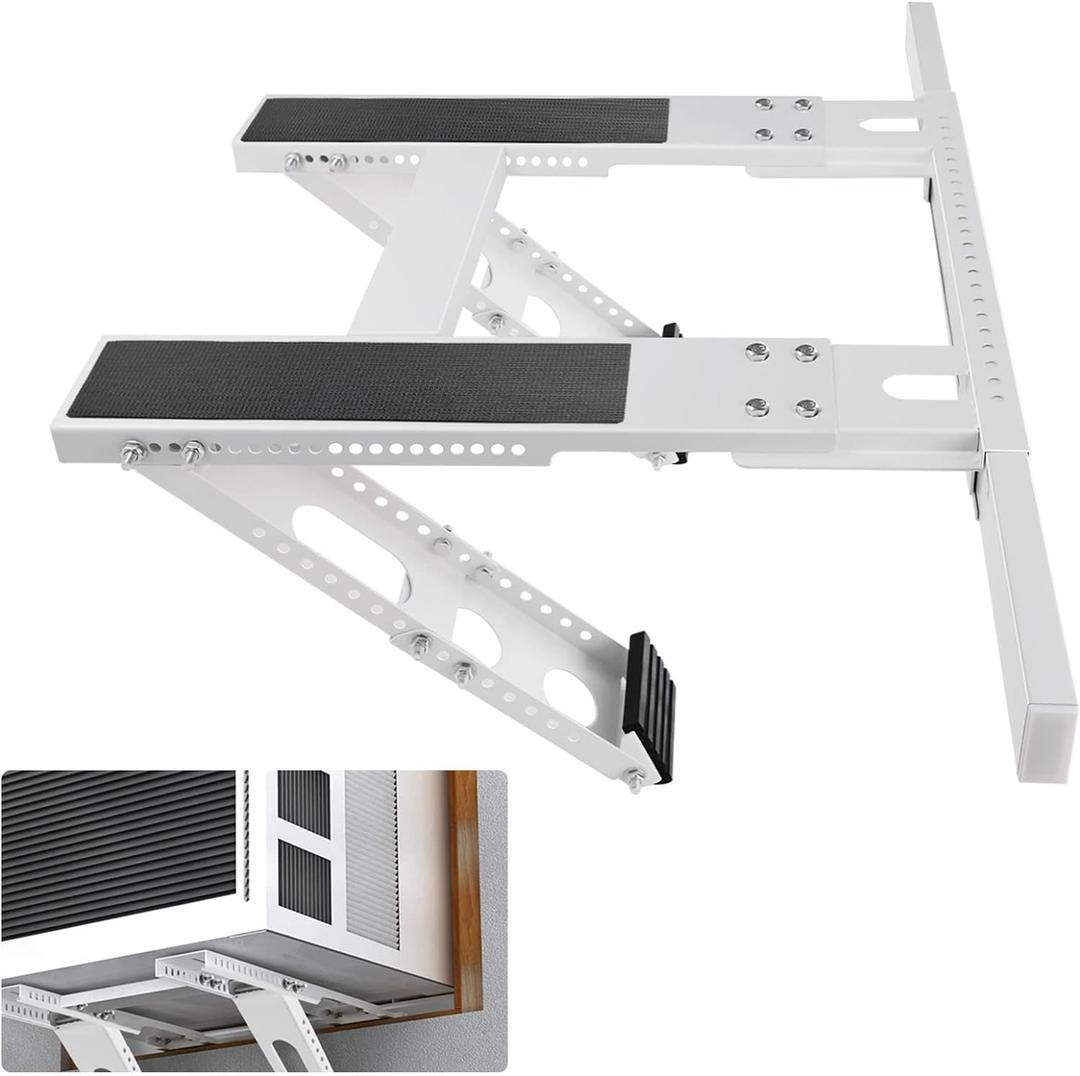 No-Drill Window AC Bracket, Adjustable Support 3442 for Single/Double Hung Windows, Heavy Duty Epoxy-Coated Steel Holds 300lbs, Easy Installation, Renter Friendly