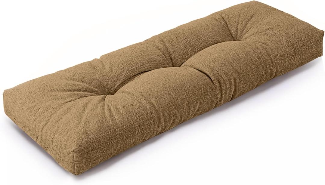 Indoor Bench Cushions, Tufted High-Density Foam Cushions for Indoor Furniture, Soft Bench Seat Cushion with Non-Slip Bottom, 42" X 16" X 4 (Brown)