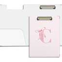 foedor Coquette Trendy Preppy Pink Bow Clipboard Folio with Storage,Initial H Clipboard Folio Personalized Teen Girl Gifts,Monogrammed Gifts for Women.Office School Supplies Teen Girl