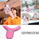 Compatible with iPhone 16 Case with Magnetic Ring Stand [Compatible with Mag-Safe] [Full Camera Lens Protector] Soft Plating Clear Phone Case for iPhone 16 6.1", Rose