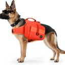 Himal Outdoors Dog Backpack & Saddle Bag, Tactical Hiking Backpack for Large Dogs with Side Pockets & Adjustable Strap (Orange)
